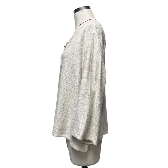 Vintage J.Jill Womens Size L Button Front Linen Blend Cream Jacket - Picture 4 of 6